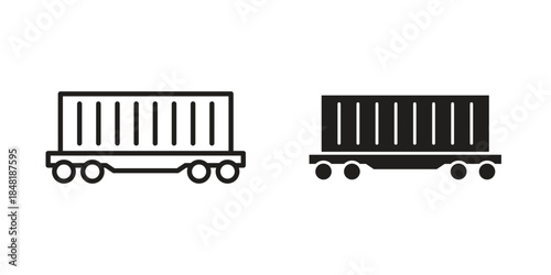 Cargo wagon icon for website, thin line icons. vector logo design