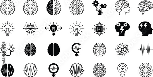Brain and mind concept icons for business and education