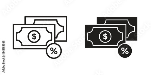 Commission icon for website, thin line icons. vector logo design