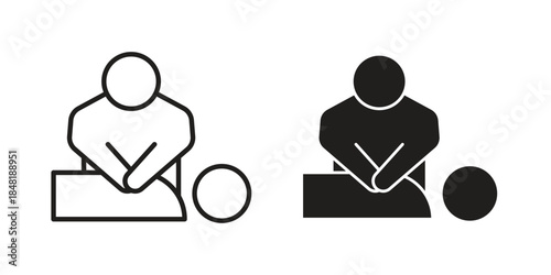 CPR icon for website, thin line icons. vector logo design