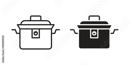 Crock pot icon for website, thin line icons. vector logo design