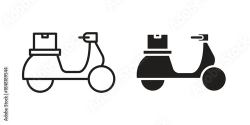 Delivery scooter icon for website, thin line icons. vector logo design