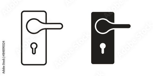 Doorknob icon for website, thin line icons. vector logo design