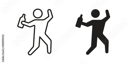 Drunk human icon for website, thin line icons. vector logo design