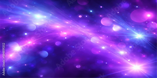 thoughtful Bright blue abstract winter background with glowing stars and particles shining across a deep purple night sky design for a festive Christmas holiday card