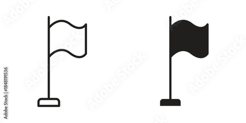 Flag icon for website, thin line icons. vector logo design