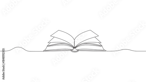 Minimalist open book line drawing perfect for designs on transparent background silhouette