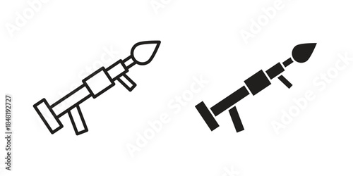 Grenade Launcher icon for website, thin line icons. vector logo design