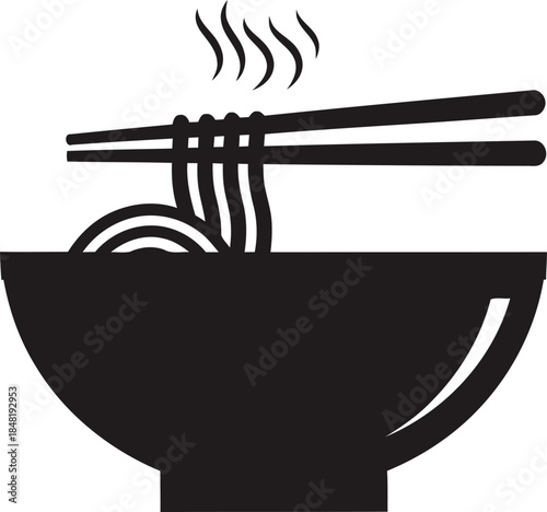 Japanese ramen bowl silhouette logo minimal food icon design for restaurant branding On white Background  Vector illustration