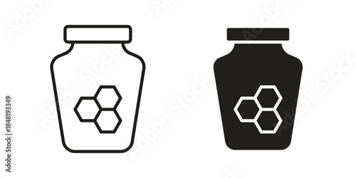 Honey jar icon for website, thin line icons. vector logo design