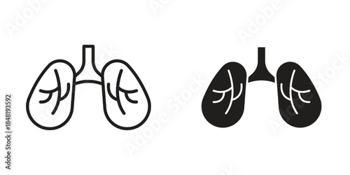 Human lungs icon for website, thin line icons. vector logo design