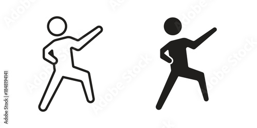 Karate fighter icon for website, thin line icons. vector logo design