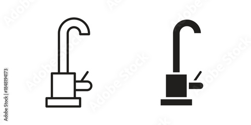 Kitchen tap icon for website, thin line icons. vector logo design