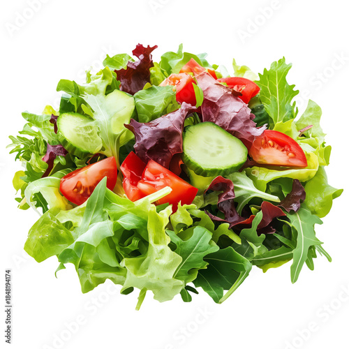 Fresh Salad With Various Greens and Vegetables Served in a Bowl for a Healthy...