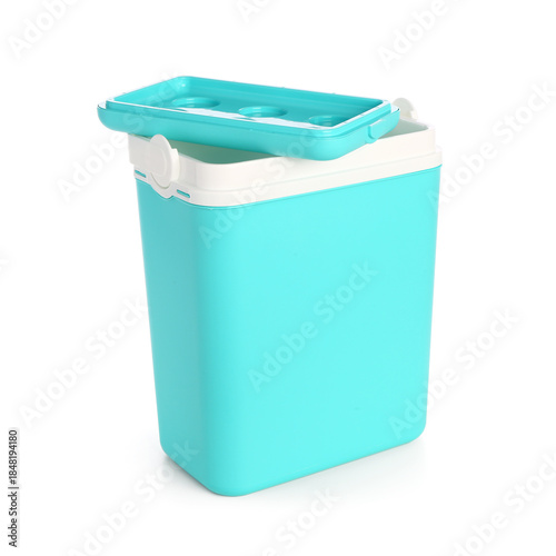 Modern beach cooler on whit...