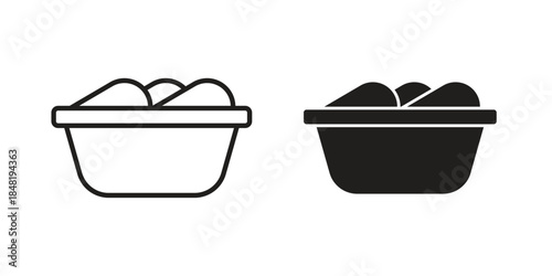 laundry hamper icon for website, thin line icons. vector logo design