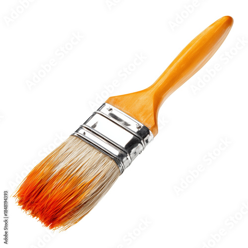 Brush With a Wooden Handle Used for Painting and Crafting Projects in Various...