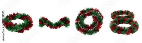 Set Of Christmas Decorated Tinsel isolated on transparent background, Tinsel PNG 