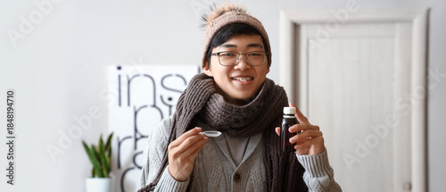 Ill Asian man with cough sy...
