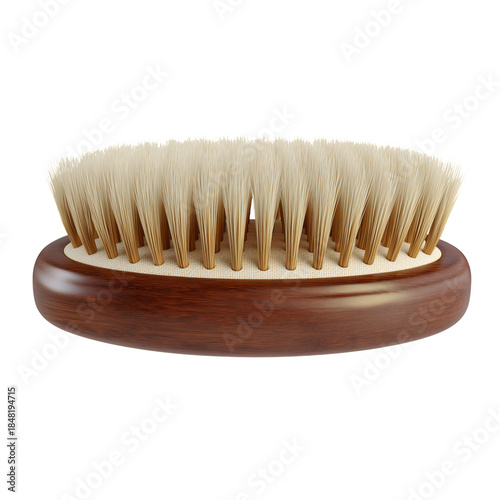 Wooden Hairbrush With Natural Bristles on a Plain Background for Everyday Use...