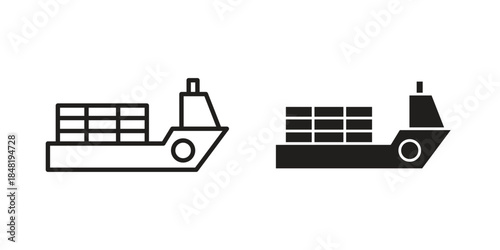 Logistic ship icon for website, thin line icons. vector logo design