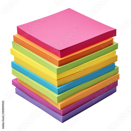 Colorful Sticky Notes Stacked Together in Various Colors on a Flat Surface