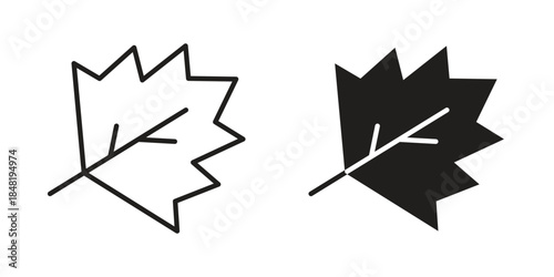 Maple leaf icon for website, thin line icons. vector logo design