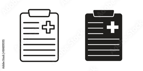 Medical records icon for website, thin line icons. vector logo design