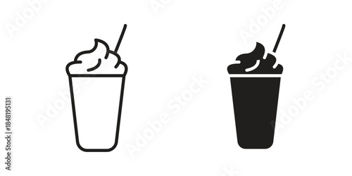Milkshake icon for website, thin line icons. vector logo design