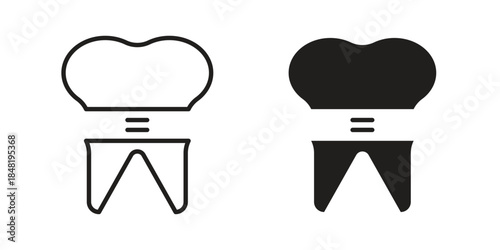 Molar crown icon for website, thin line icons. vector logo design