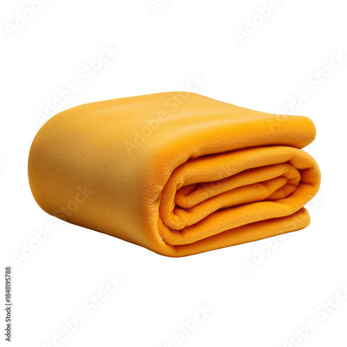 Cozy Yellow Blanket Folded on a Surface in a Bright Room During the Day