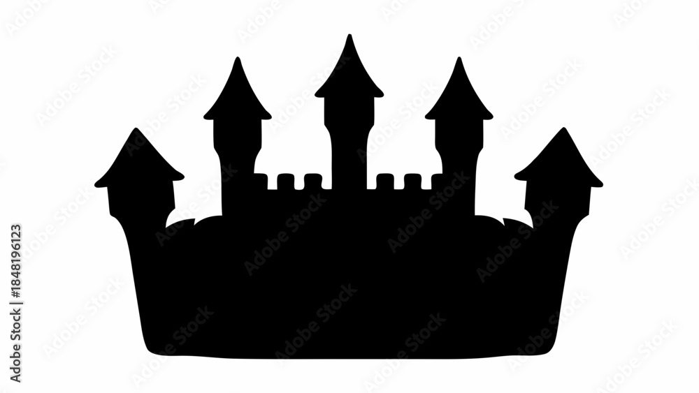 Obraz premium Fantasy Silhouette of an Iceberg Castle, Majestic Vector Fortress Art for Gaming, Winter Worlds, or Enchanted Kingdom Designs and Mystical Landscapes