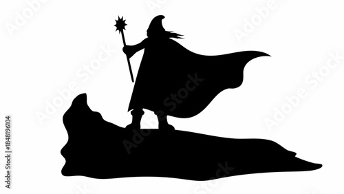 Bold Vector Silhouette of Falstaff Reimagined for Fantasy Gaming and Literature, Dramatic Character Art with Strong Line Work for Medieval Themes and Storytelling