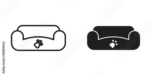 Pet bed icon for website, thin line icons. vector logo design