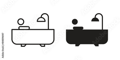Person Bathing icon for website, thin line icons. vector logo design