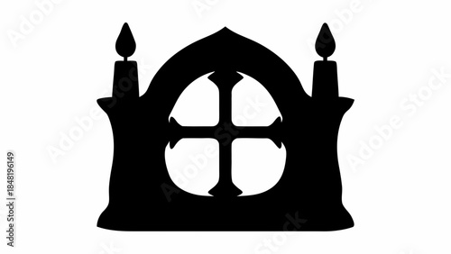 Mystical Altar Carved from Ice with Candles and Fantasy Elements, Ethereal Vector Illustration for Rituals, Dark Magic, or Sacred Winter Scenes