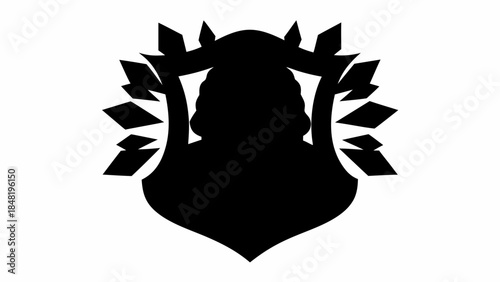 Shield-Style Emblem Featuring Falstaff's Silhouette, Heraldic Vector Design for Medieval Gaming, Family Crests, or Historical Literature Branding