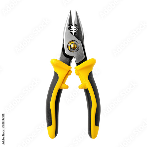 Pliers With Rubber Grips Rested on a Plain White Background Displaying a Simp...