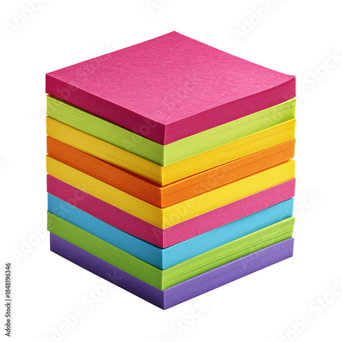 Collection of Colorful Sticky Notes Arranged in Three Rows on a White Background