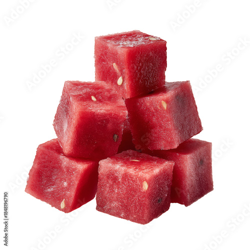 Fresh Watermelon Cubes With Salt on Top Placed in a Stack for a Healthy Summe...