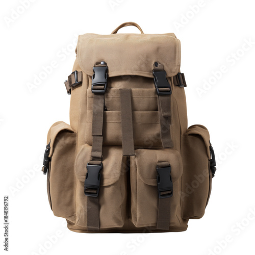 Backpack With Multiple Pockets for Outdoor Activities and Travel in a Neutral...