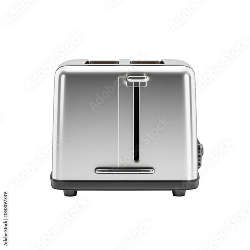Silver Toaster Sitting on a Kitchen Counter Ready for Use in the Morning
