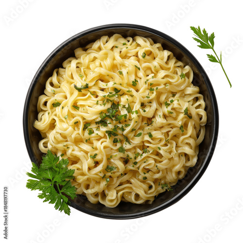 Freshly Cooked Pasta With Herbs and Seasoning in a White Bowl on a Simple Table