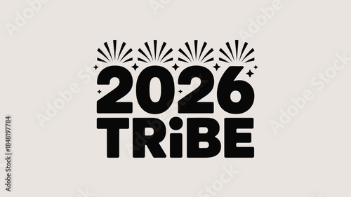 Modern 2026 Tribe logo with fireworks and starburst design elements