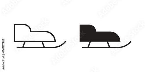Sled icon for website, thin line icons. vector logo design