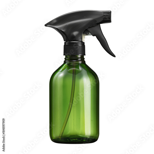 Green Spray Bottle on a Plain Background for Cleaning or Gardening Tasks