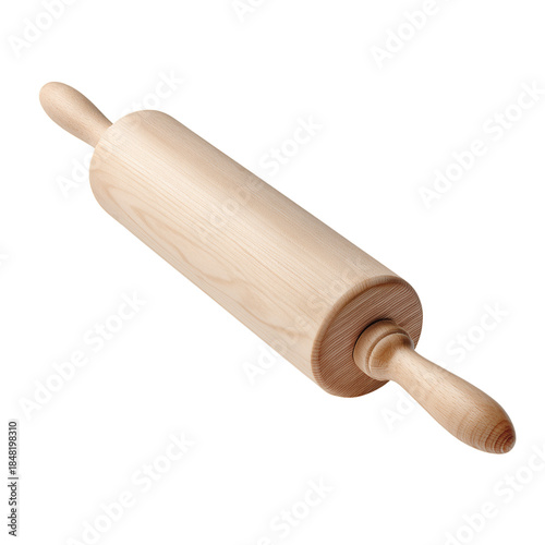 Wooden Rolling Pin Used for Baking on a Kitchen Counter With Flour and Dough ...