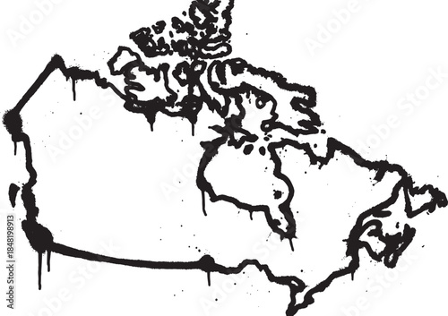 Canada map grunge style with paint drips isolated on transparent background vector illustration