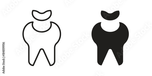 Tooth filling icon for website, thin line icons. vector logo design
