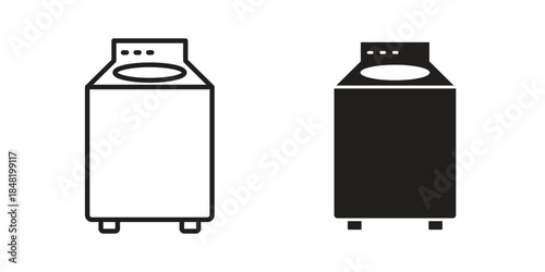 Top load washer icon for website, thin line icons. vector logo design